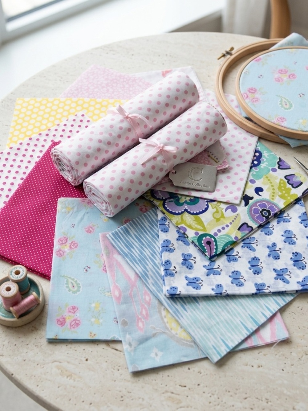 42pcs Pink Lemonade Precut Quilt Cotton Fabric layer cake 10” squares quilt